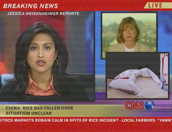 rice bag has fallen over